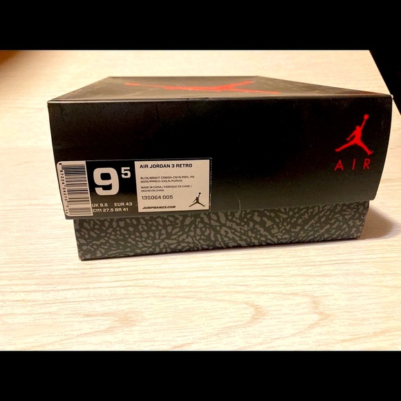 AUTH Jordan retro 3 crimson sz 9.5 - Picture 3 of 4